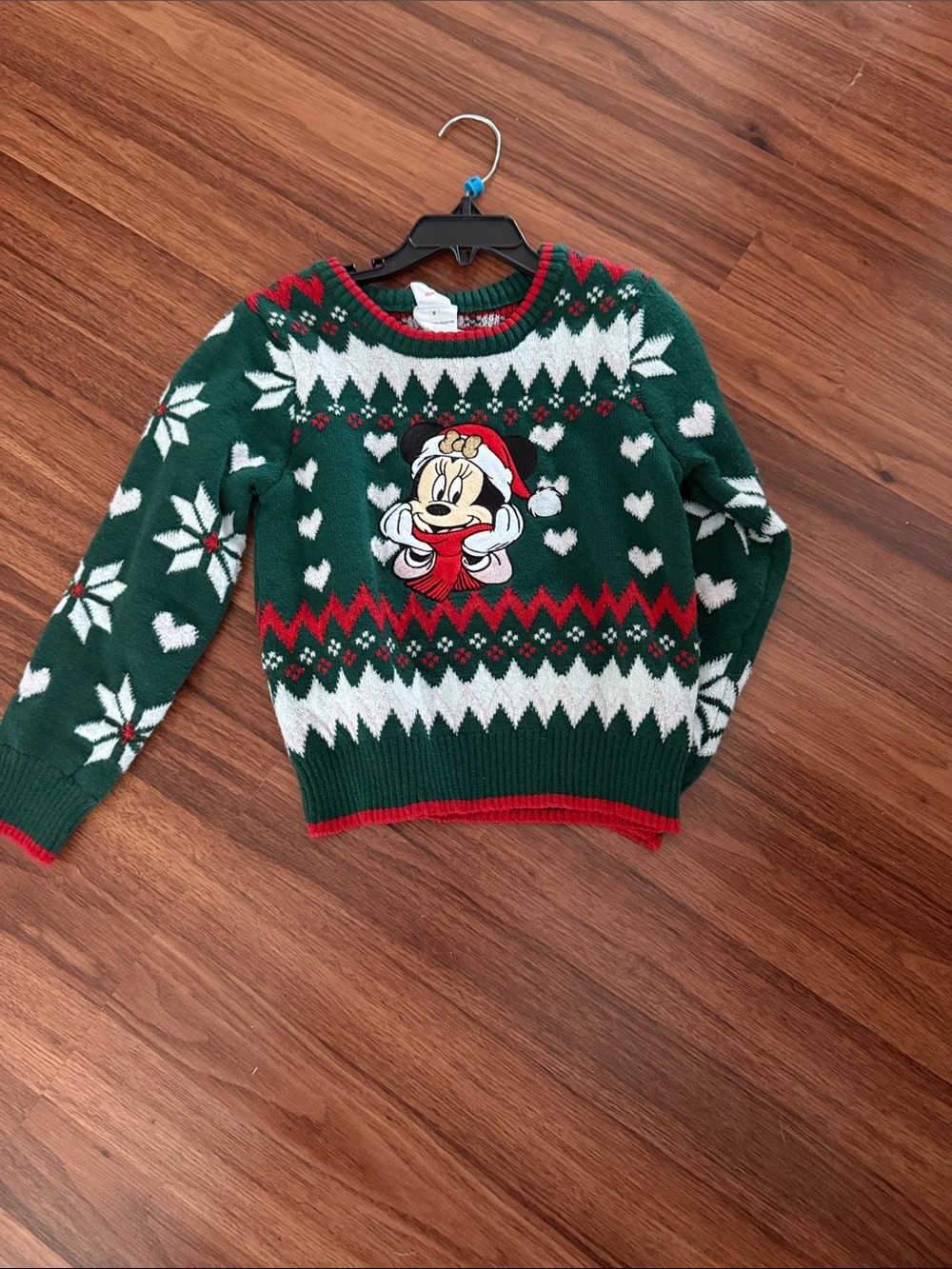 Disney Minnie Mouse Holiday Knit Sweater in Green and Red